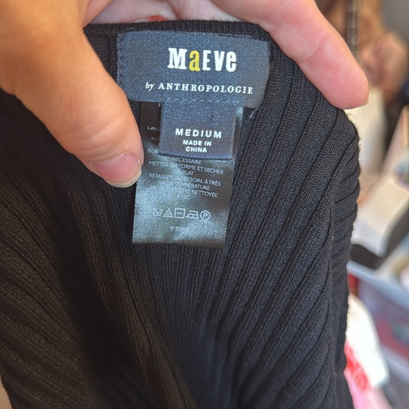 MAEVE ANTHROPOLOGIE BLACK RIBBED SWEATER SHRUG MEDIUM - Picture 3 of 8